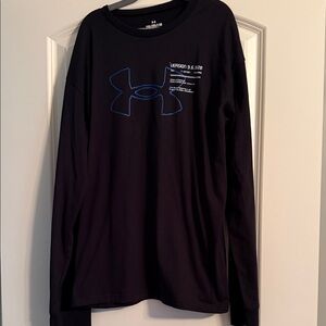 Boy’s Under Armour Black Long Sleeve Tee with Blue Logo